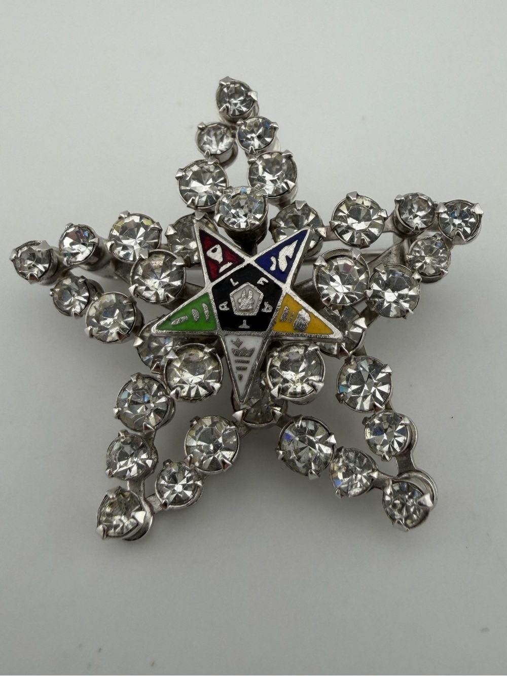 Order of the Eastern Star multicolored enameled star brooch